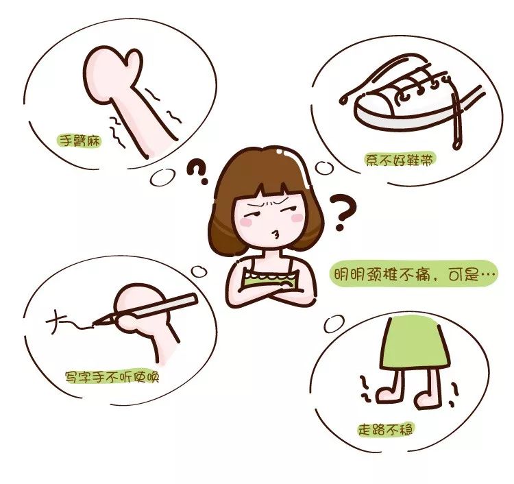 手臂麻、系不好鞋帶、寫字手不聽使喚、明明頸椎不痛可是、走路不穩(wěn)